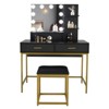 Black Particle Board Steel Shelf Two Drawers Three Shelves Three Tone Light Luxury Style Dressing Table Set - 3 of 4
