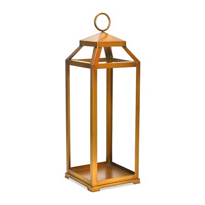 Cheung's Novara Tapered Square Top Metal Lantern - Gold