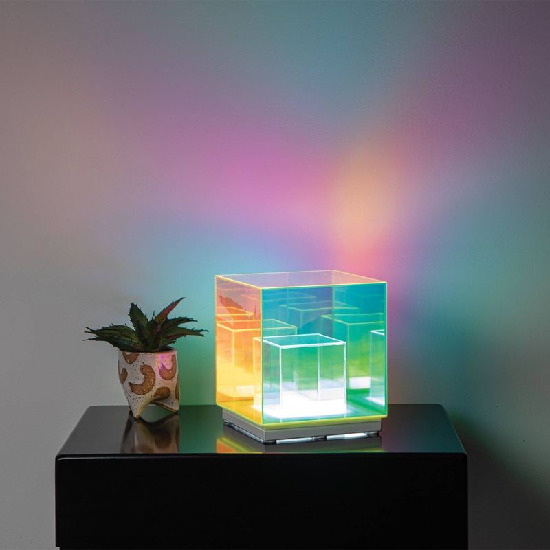 Teen Iridescent Acrylic LED Cube Novelty Table Lamp - West &#38; Arrow, 2 of 5