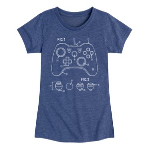 Girls' - Instant Message - Game Controller Rendering Fitted Short Sleeve Graphic T-Shirt - 1 of 4