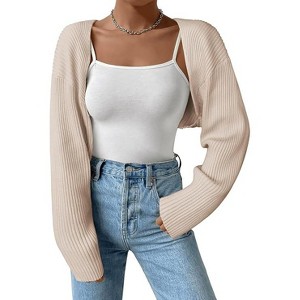 Zeagoo Women's Fall Winter Cardigan Sweater Long Sleeve Open Front Shrug Beige XL - 1 of 4
