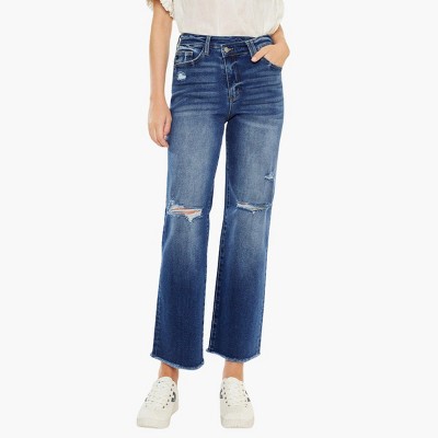 KanCan Essentials Women's Mollie High Rise 90's Criss Cross Jeans