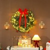 HOMCOM 36 Inch Christmas Wreath with 100 LED Lights, Prelit Christmas Wreath with 8 Modes, Frosted Branches and Ornaments for Indoor Outdoor, Green - 3 of 4