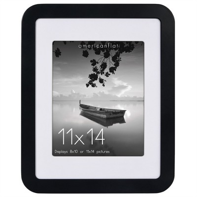 Americanflat Curved Corner Photo Frame With Mat & Shatter-Resistant Glass - Black