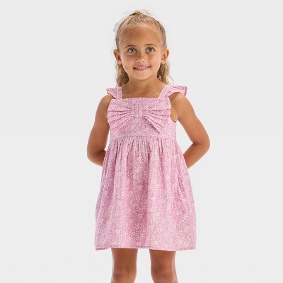 Toddler Girls' Floral Woven Dress - Cat & Jack™ Light Purple 3T