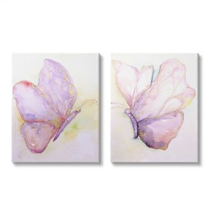 Stupell Industries Girls Glam Butterfly Wings Purple Gold Watercolor - 1 of 3