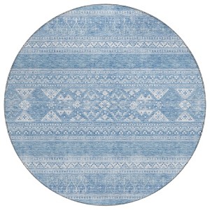 Sky Blue And Ivory Southwestern Washable Indoor Outdoor Area Rug - 1 of 4