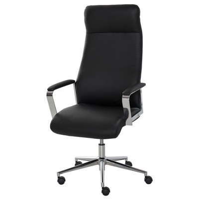 Vinsetto High Back Executive Office Chair Faux Leather Swivel Computer Desk Chair with Padded Arm Adjustable Height Wheels Black