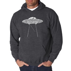 LA Pop Art Men's Word Art Hooded Sweatshirt - Flying Saucer UFO - 1 of 4