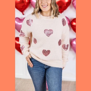 Women's Sequin Heart Sweater - JadyK - 1 of 4