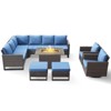POCASSY 8 Piece Outdoor Sectional Patio Furniture Set, All Weather Brown Wicker Outdoor Furniture Set with Swivel Chair and 41" Propane Fire Pit - 3 of 4
