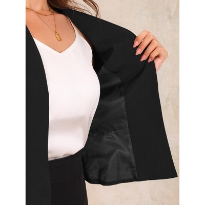 Allegra K Women's Open Front Collarless 3/4 Sleeve Peplum Business Work Suit Blazer Black Small — фото 5