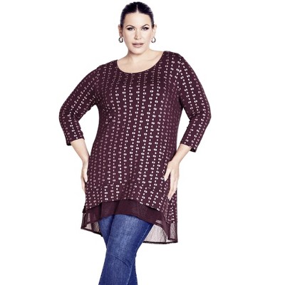Avenue Women's Plus Size Foil Print Tunic