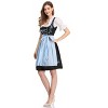 Vintage Women's Dress Set - Black Square Neck Dress with Blue Floral Embroidery, Blue Apron and White Crop Top - 3 of 4