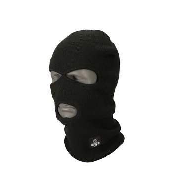 RefrigiWear Warm Double Layer Acrylic Knit 3-Hole Balaclava Face Mask (Black, One Size Fits All)