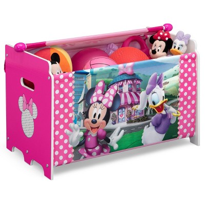Pink Minnie Mouse Toy Box with Retractable Fabric Top