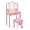 Kids Vanity, Girls' Vanity Table and Chair Set, Girls Makeup Vanity, Kids Makeup Dressing Table, Kids Vanity Desk Set with Mirror, Drawer& Lights - 4 of 4