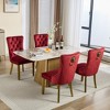 Okak Set of 2 Modern Velvet Tufted Back Dining Chairs with Gold Legs,Armless Upholstered Accent Chairs for Dining Room,Kitchen - 4 of 4