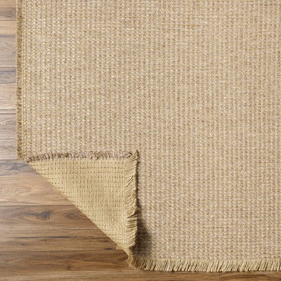 Beige and Light Brown Flat Woven Jute Rectangle Rug