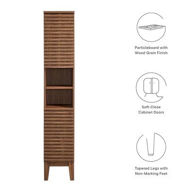 Walnut Tall Freestanding Cabinet with Adjustable Shelves