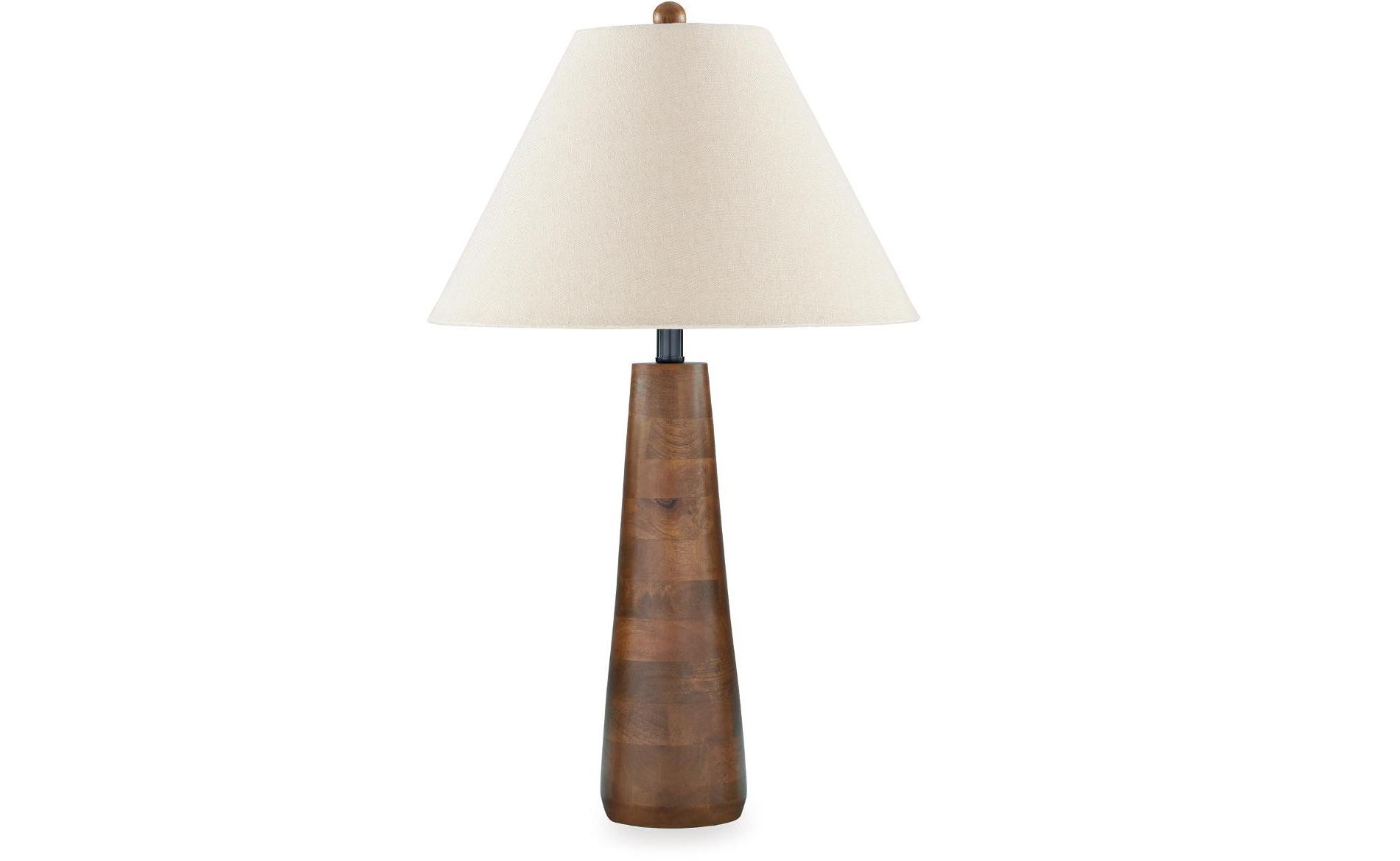 Signature Design by Ashley Danset Natural Wood Table Lamp with Fabric Shade - Honey Brown