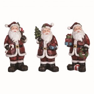 Transpac Christmas Small Resin Carved Santa Figurine Set of 3 Christmas Home Decorations - 1 of 1