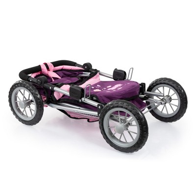Purple and Pink Adjustable Doll Pram with Shoulder Bag