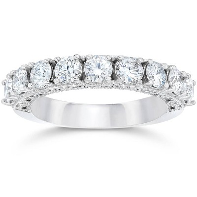 Pompeii3 1 1/2ct Vintage Diamond Wedding Ring 14K White Gold