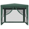 vidaXL Green Party Tent - 9.8'x9.8' Sun Shelter with UV-resistant Polyethylene and Powder-coated Iron Frame - includes 4 Mesh Sidewalls - 3 of 4