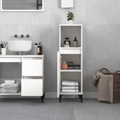CLIHOME 39.4 in H Bathroom Storage Cabinet Engineered Wood Display Cabinet Home Organiser Furniture With Metal Legs