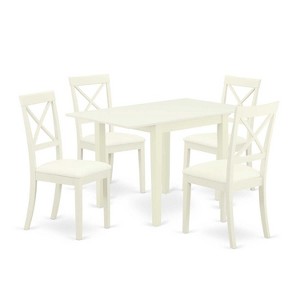 HomeStock 5-Pc Linen White Finish Solid Wood Top - Dining Room Set - Seats 4 - 1 of 4