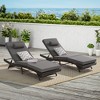 Outdoor Chaise Lounge Chair Set of 2, Wicker Reclining Lounge with Adjustable Backrest & Cushion, Sunbathing Chair for Patio Pool Garden - 2 of 4