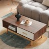 Vynxaria Multi colors Rattan Coffee Tables - 41" Sliding Door Storage Modern Living Room Table - 3 of 4