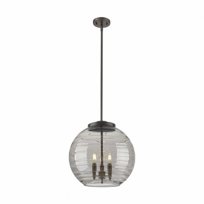 Athens Deco Swirl - 3 Light Pendant In Industrial Style-17.13 Inches Tall and 15.75 Inches Wide