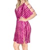 LA LEELA Women's Beachwear Summer Swim Beach Dress Cover Ups for Swimwear Women Loose Front Tie Swimsuit Coverups for Women 2X-3X Pink, Abstract - 3 of 4