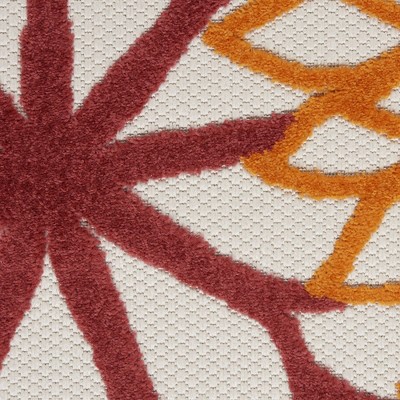 Tropical Fiesta Red Floral Round 7'10" Synthetic Area Rug