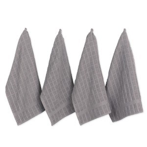 Design Imports Gray Solid Windowpane Terry Dishtowel Set/4 - 1 of 4