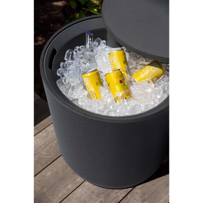Veradek Black Round Concrete-Plastic Cooler Side Table