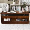 Vynxaria Modern-Vintage Rectangular Coffee Table, 47.2" Wood-Look (Fluted Style), 4 Drawers (2 Tempered Glass-Top) + 2 Display Shelves - 4 of 4