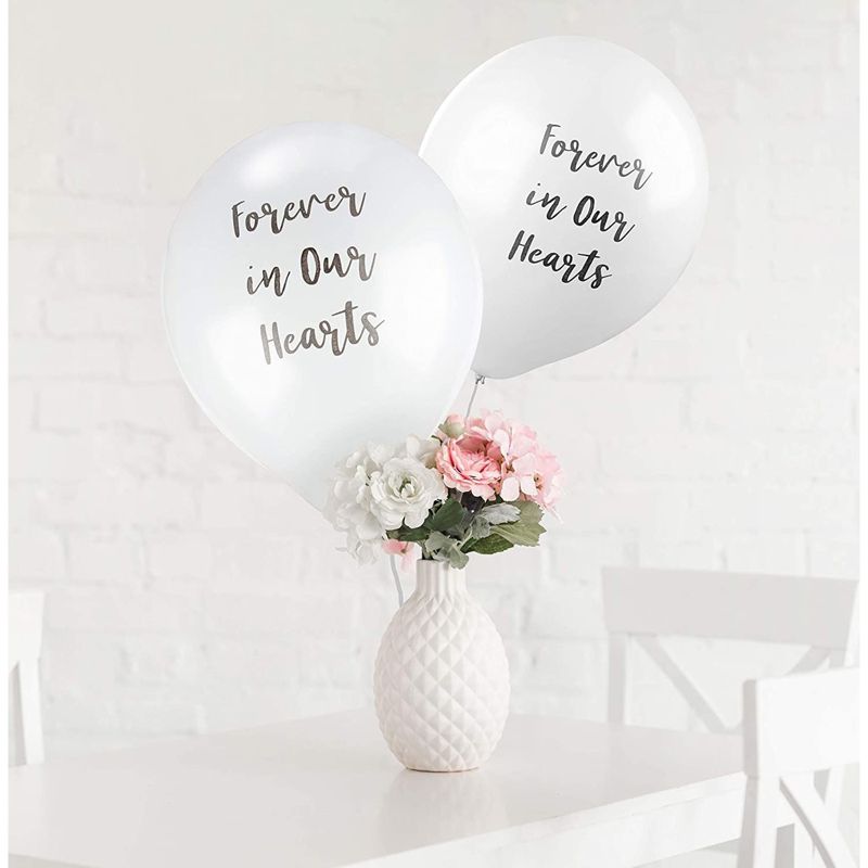 Juvale 30-Pack 12" Memorial Funerals Balloons Party Decorations, Forever in Our Hearts for Memorials, 2 of 6