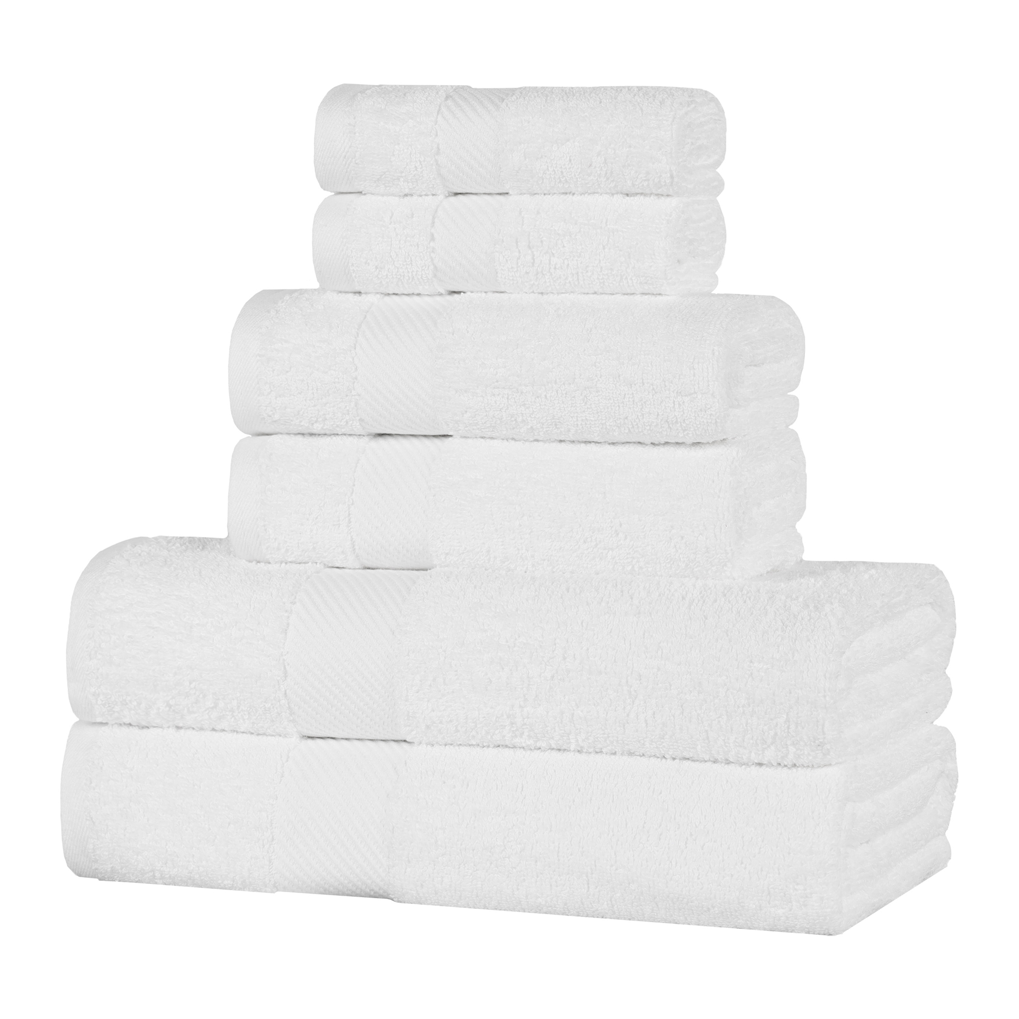 Modern Solid Classic Luxury Egyptian Cotton 6 Piece Towel Set, White - Blue Nile Mills