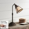 Regency Hill Rustic Farmhouse Desk Lamp 18 1/2" High with USB Dimmer Satin Bronze Metal Blond Mica Shade for Bedroom Living Room House Bedside Home - 2 of 4