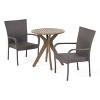 Sanders 3pc Acacia Wood & Wicker Bistro Set - Gray - Christopher Knight Home - 2 of 4