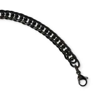 Black Bow Jewelry 7mm Black Plated Stainless Steel Double Curb Chain Necklace, 24 Inch - 1 of 4