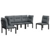 vidaXL Patio Lounge Set Sectional Sofa for Garden Black and Gray Poly Rattan - 3 of 4