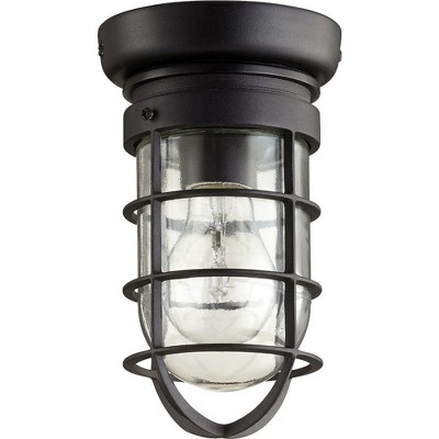 Quorum Lighting Bowery Glass Noir Flush Mount Light - 1 Light, 4.5 Width, 8.25 Height