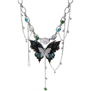 Renaissance Butterfly Fairy Necklace, Vintage Woodland Fairycore Jewelry For Women Fantasy Cosplay Gift - 1 of 4