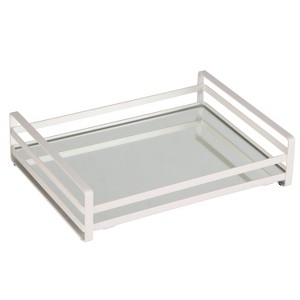 Home Details Flat Wire Large Vanity Tray White : Microfiber, Machine Washable, Non-Slip Backing - 1 of 4