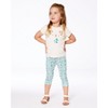 Deux par Deux Girl Printed Organic Cotton Legging Small Turquoise Flowers - 2 of 4