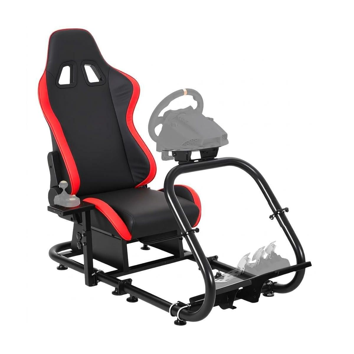 Heavy-Duty Racing Simulator Cockpit for Game Boy Classic – L-Shaped Wheel Stand, Round Tube – Adjustable Steering & Pedal Angles - thumbnail 6